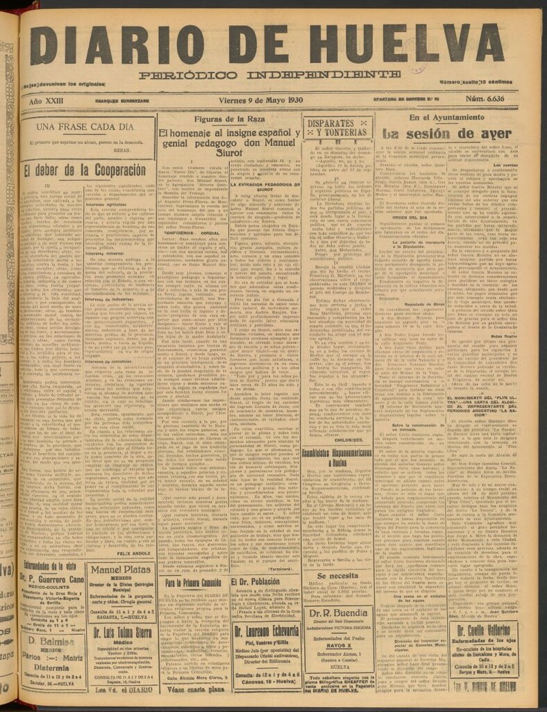 Miniatura de Diario de Huelva : periódico independiente del 9 de mayo de 1930