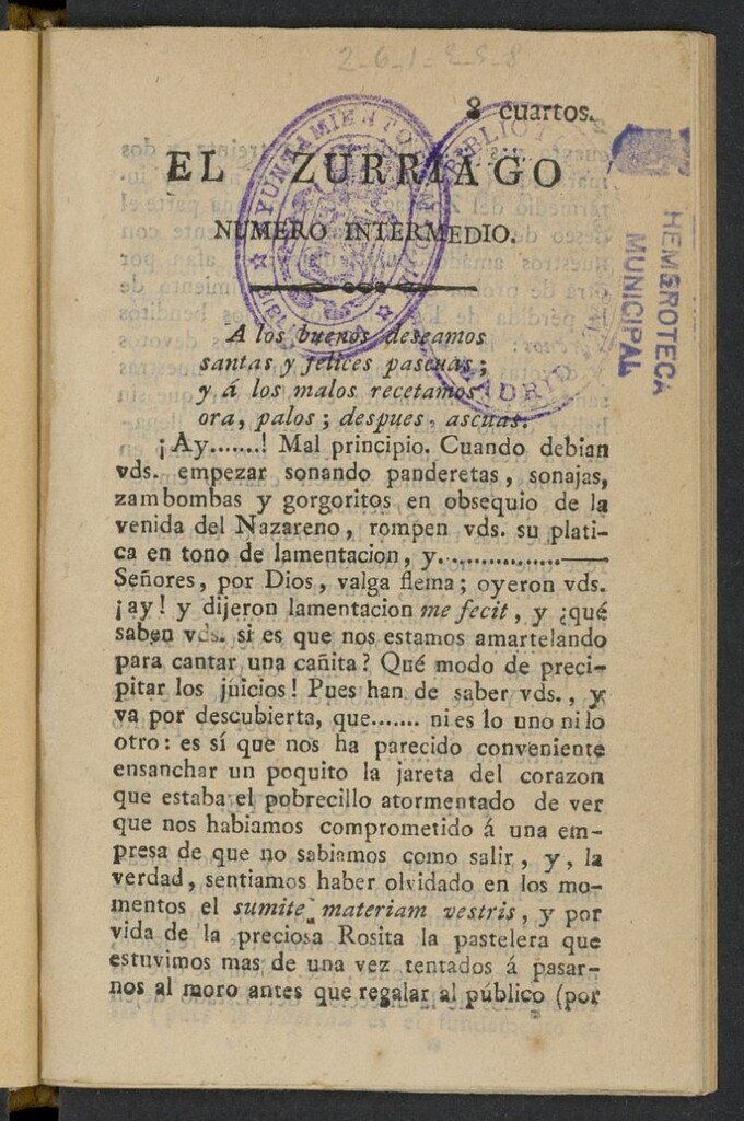 Miniatura de El Zurriago Intermedio de 1822, s.n. y s.f.