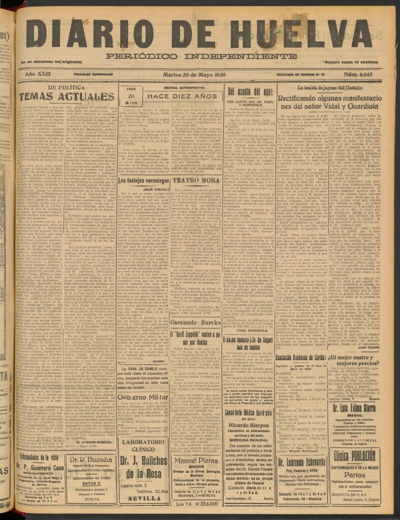 Miniatura de Diario de Huelva : periódico independiente del 20 de mayo de 1930