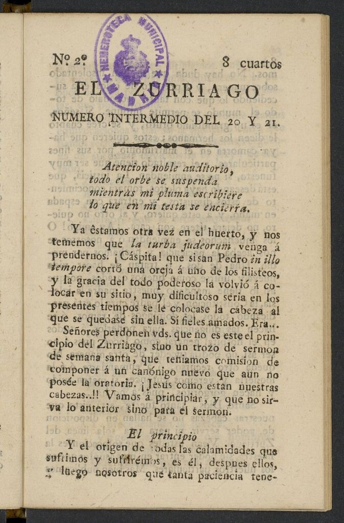Miniatura de El Zurriago Intermedio de 1822, nº 2