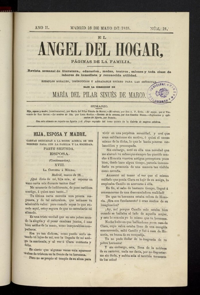 Miniatura de El Angel del Hogar: páginas de familia del 16 de mayo de 1865, nº 18