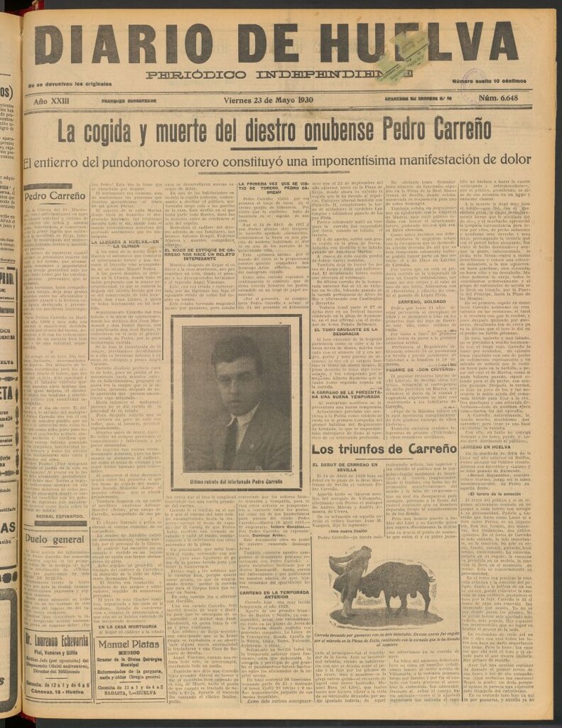 Miniatura de Diario de Huelva : periódico independiente del 23 de mayo de 1930