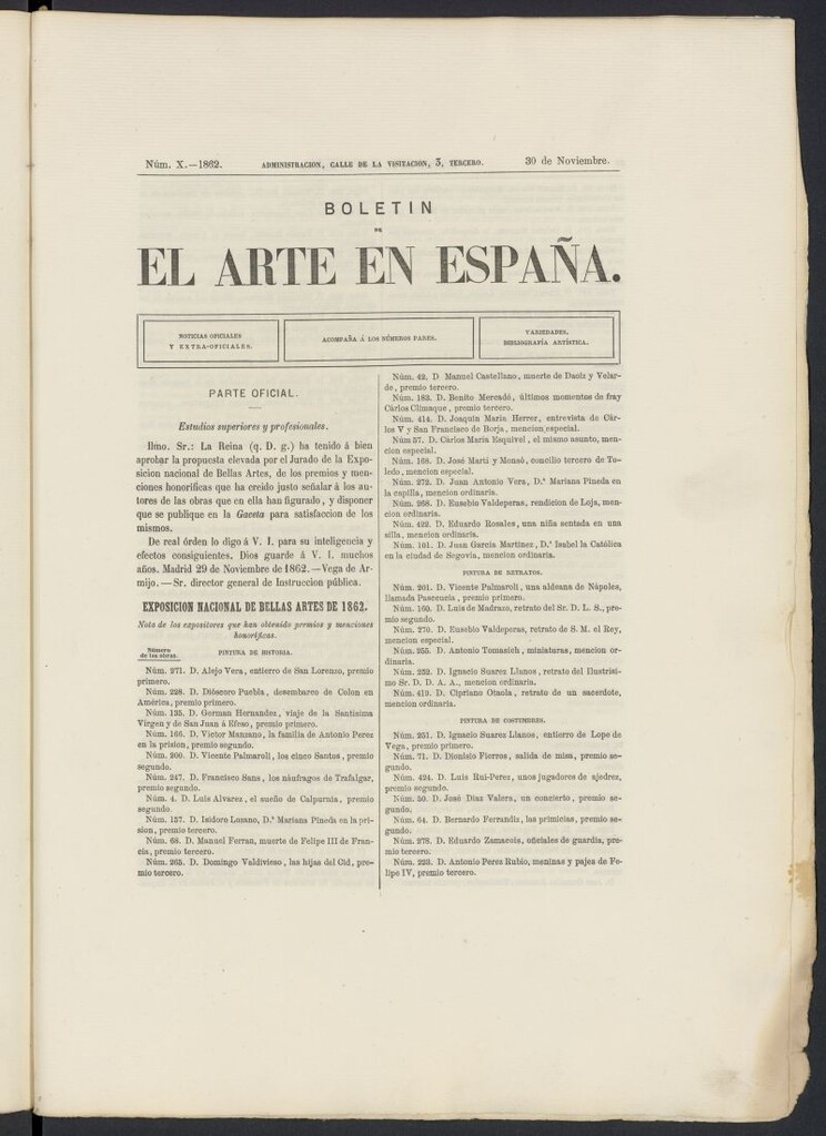 Miniatura de El Arte en España: revista quincenal de las artes del dibujo del 30 de noviembre de 1862, nº 10
