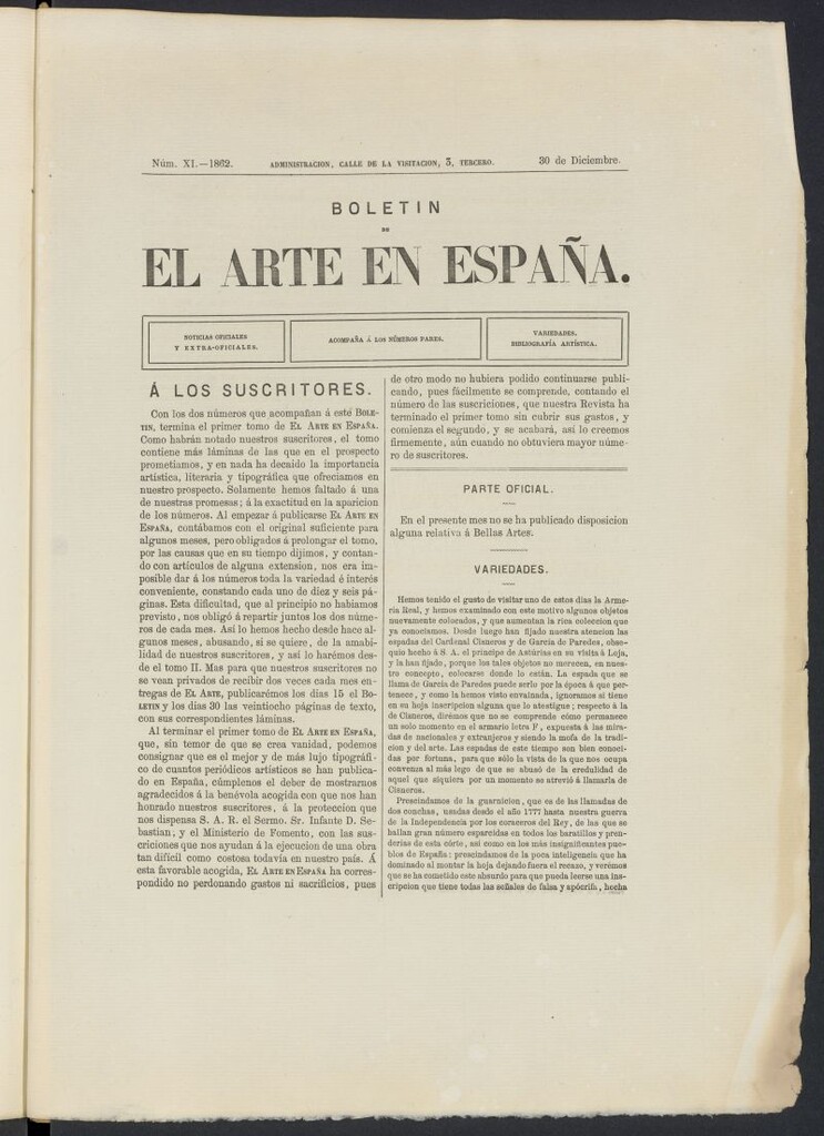 Miniatura de El Arte en España: revista quincenal de las artes del dibujo del 30 de diciembre de 1862, nº 11