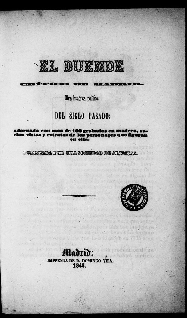 Miniatura de El Duende Crítico de Madrid : obra histórico-política del siglo pasado, adornada con más de 100 grabados en madera