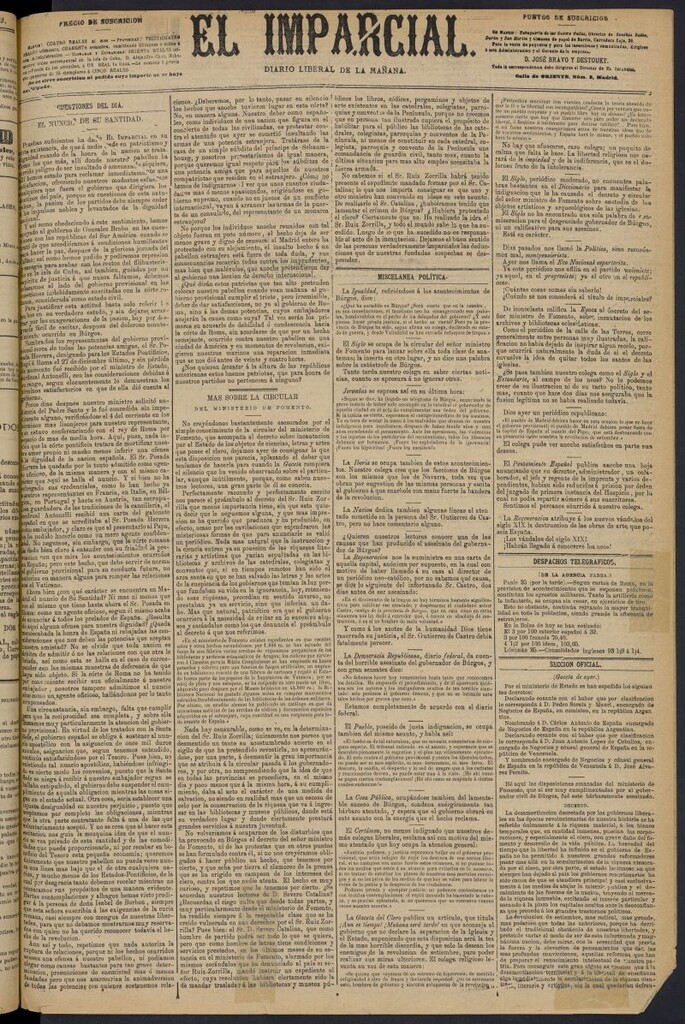 Miniatura de Diario El Imparcial del 27 de enero de 1869