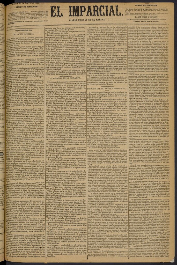 Miniatura de Diario El Imparcial del 26 de febrero de 1869