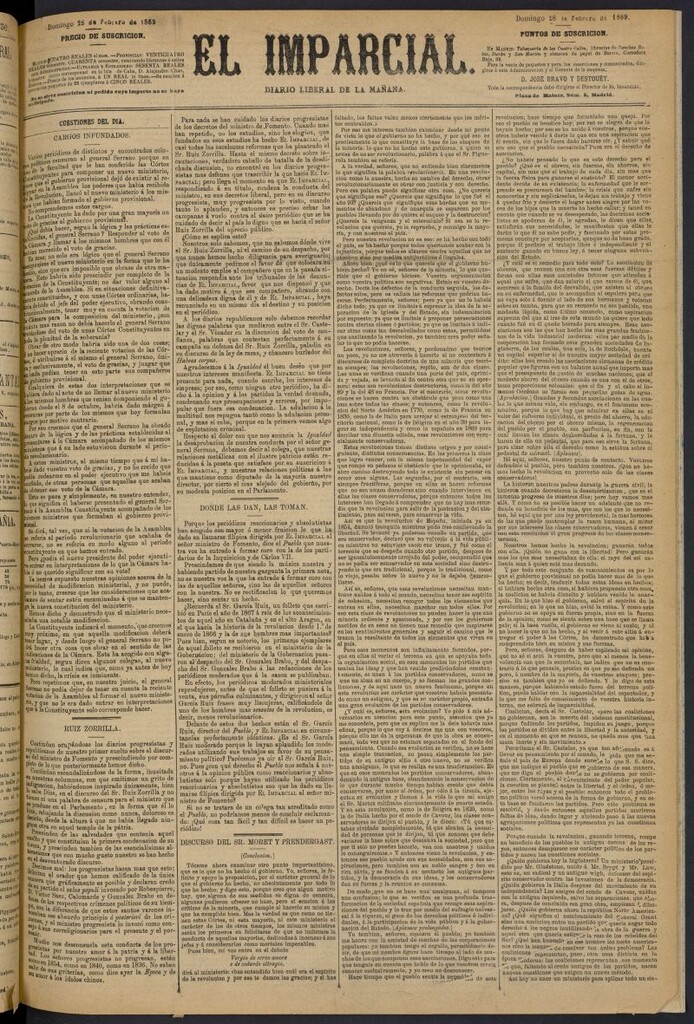Miniatura de Diario El Imparcial del 28 de febrero de 1869
