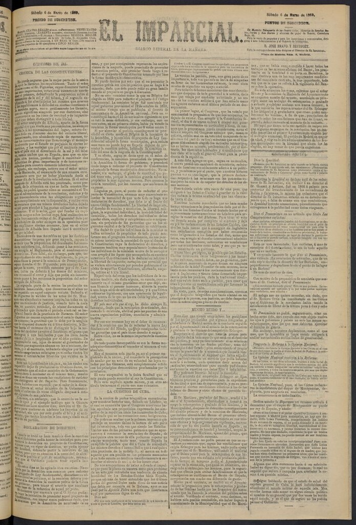 Miniatura de Diario El Imparcial del 6 de marzo de 1869