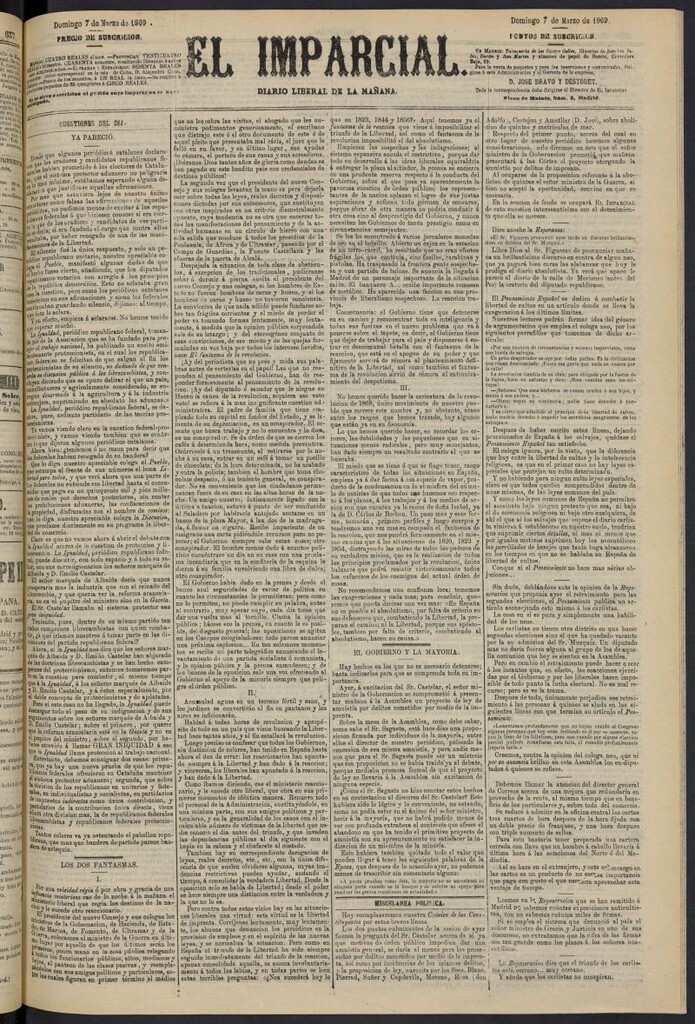 Miniatura de Diario El Imparcial del 7 de marzo de 1869
