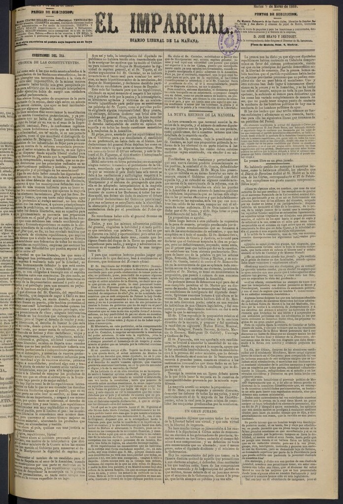 Miniatura de Diario El Imparcial del 9 de marzo de 1869