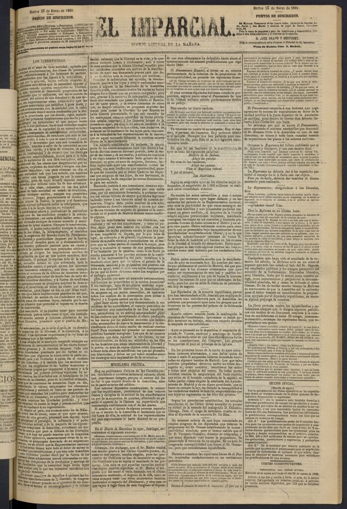 Miniatura de Diario El Imparcial del 23 de marzo de 1869
