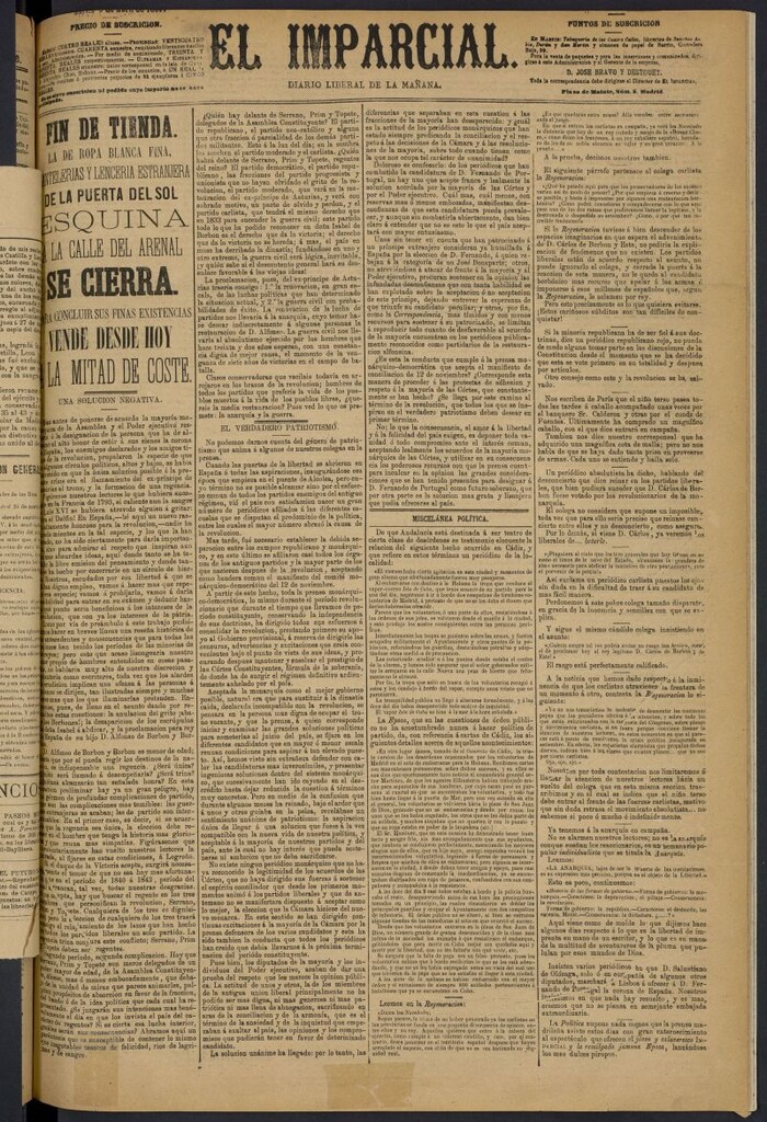 Miniatura de Diario El Imparcial del 6 de abril de 1869