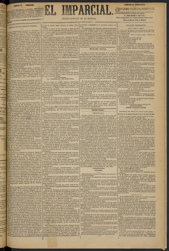 Miniatura de Diario El Imparcial del 7 de abril de 1869