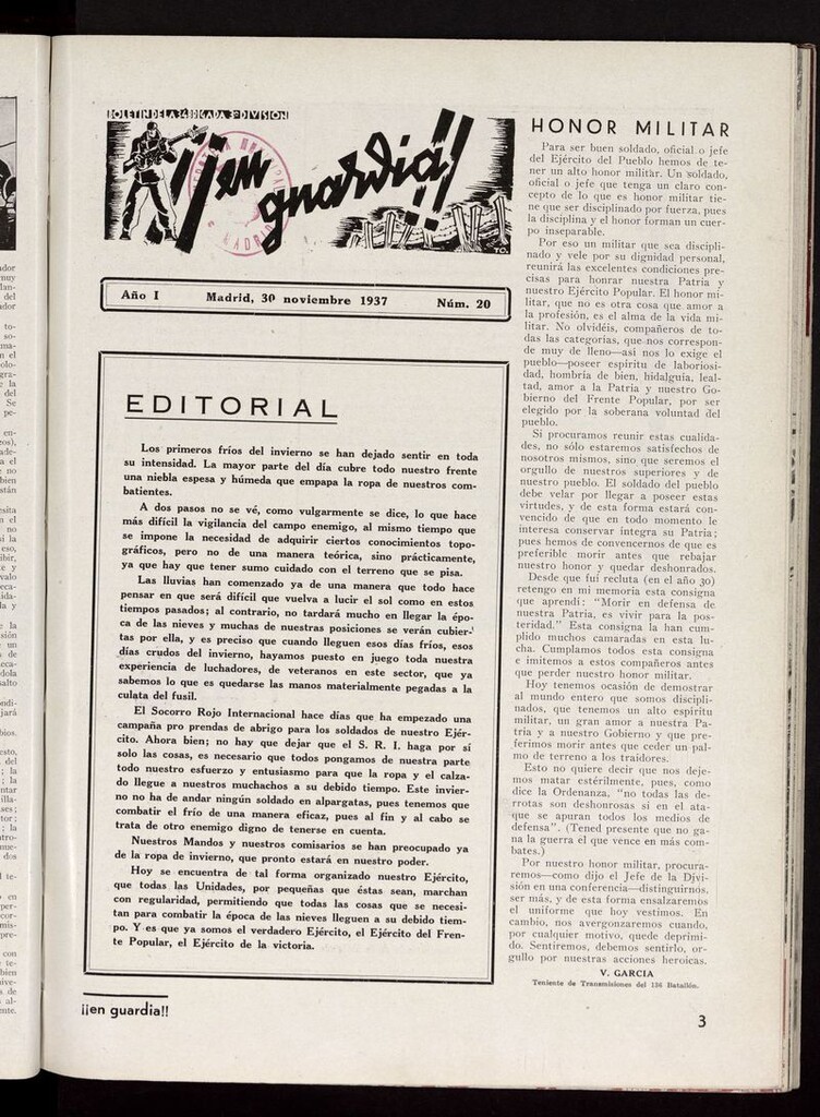 Miniatura de ¡¡En guardia!!: Boletín de la 34 Brigada, 3ª División del 30 de noviembre de 1937