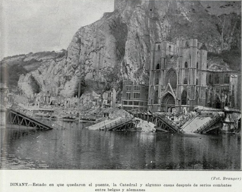 Miniatura de Catedral y puente de Dinant tras los combates entre belgas y alemanes