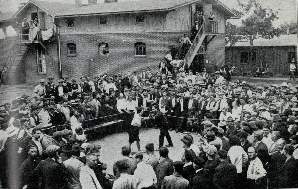 Miniatura de Ring de boxeo organizado por los prisioneros ingleses en el campo de concentración de Ruhleben