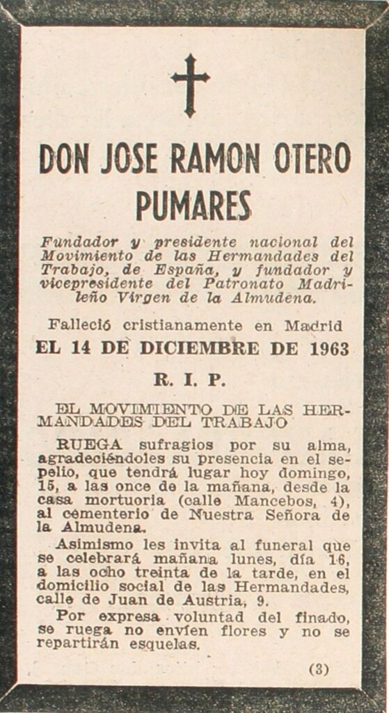 Miniatura de Esquela por el fallecimiento de José Ramón Otero Pumares