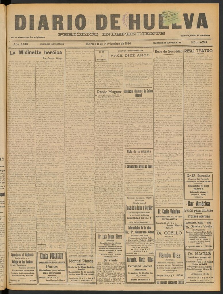 Miniatura de Diario de Huelva : periódico independiente del 11 de noviembre de 1930