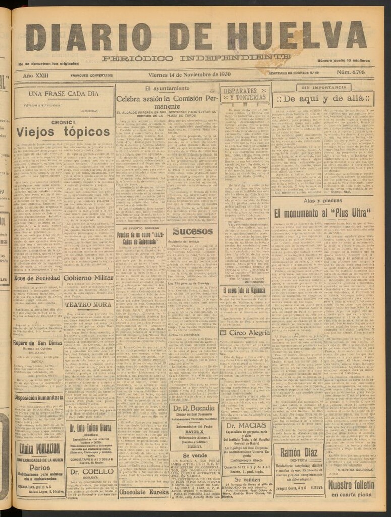 Miniatura de Diario de Huelva : periódico independiente del 14 de noviembre de 1930