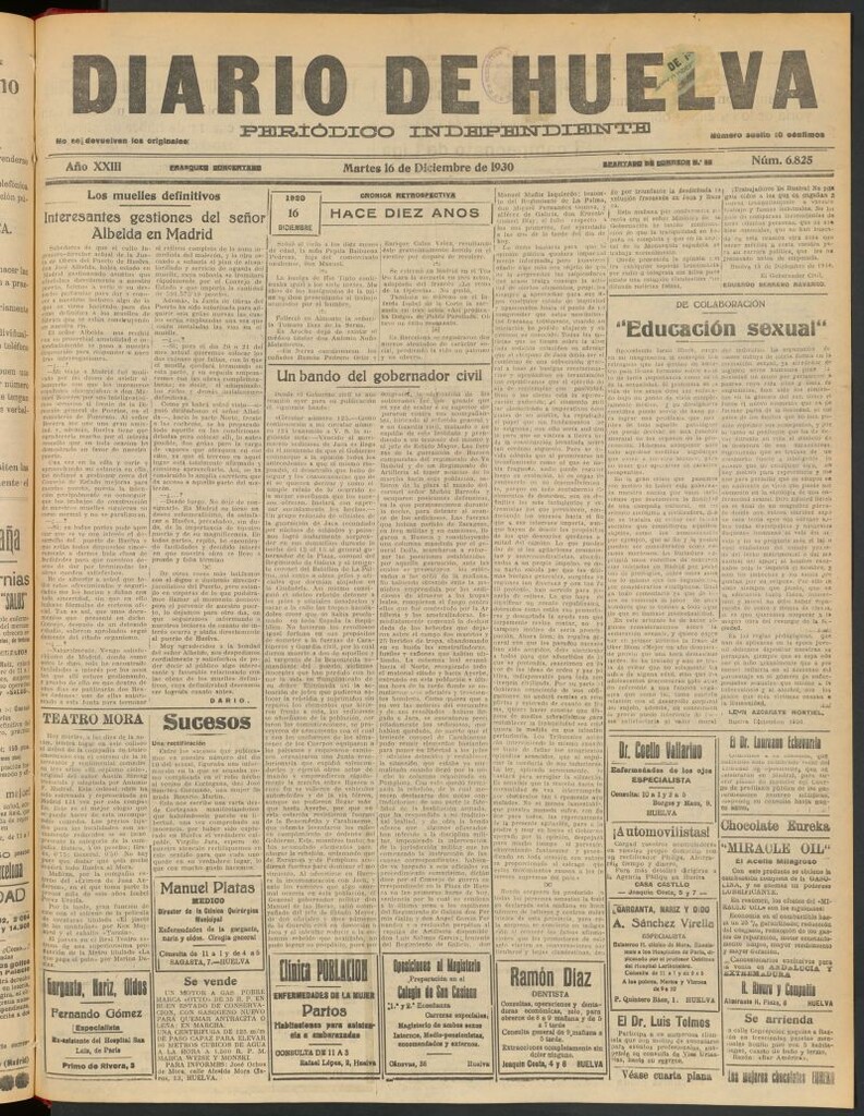 Miniatura de Diario de Huelva : periódico independiente del 16 de diciembre de 1930