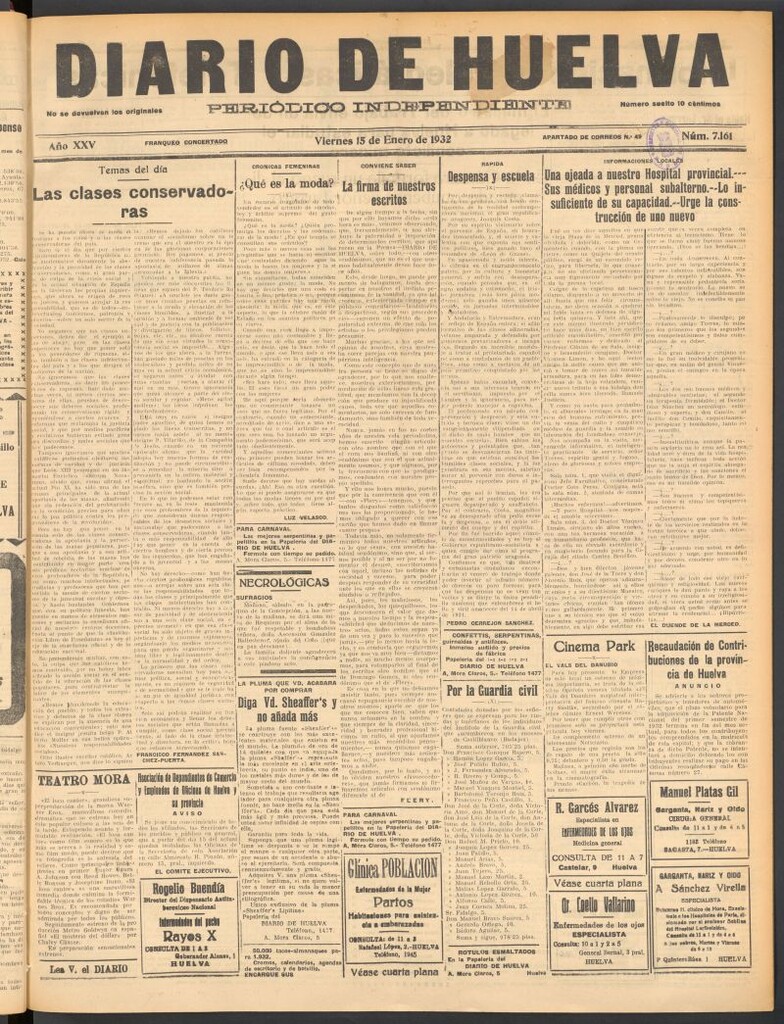 Miniatura de Diario de Huelva : periódico independiente del 15 de enero de 1932