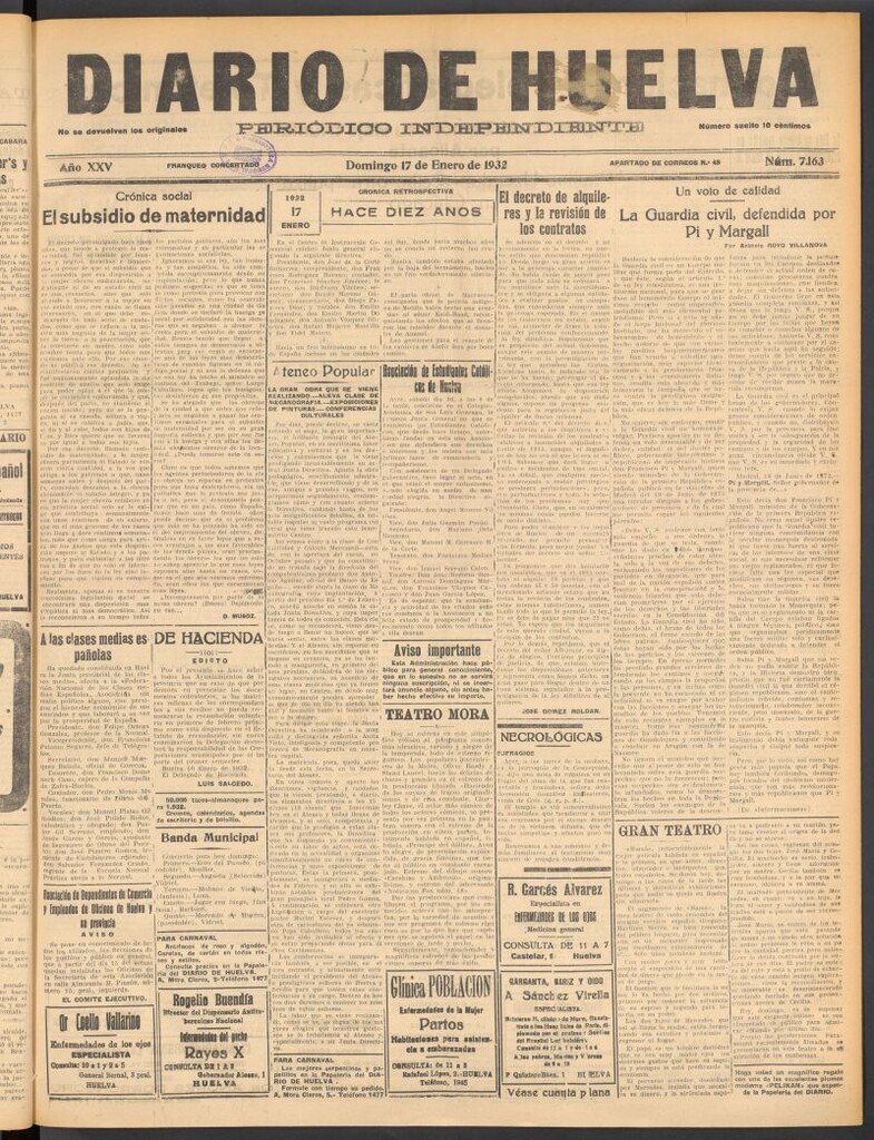 Miniatura de Diario de Huelva : periódico independiente del 17 de enero de 1932