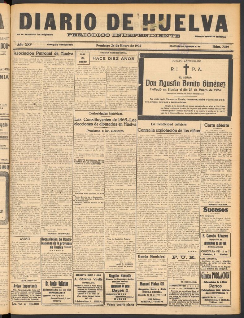 Miniatura de Diario de Huelva : periódico independiente del 24 de enero de 1932