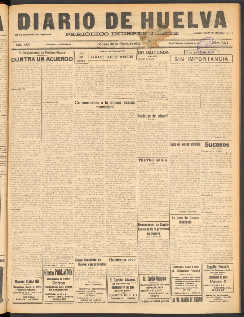 Miniatura de Diario de Huelva : periódico independiente del 30 de enero de 1932