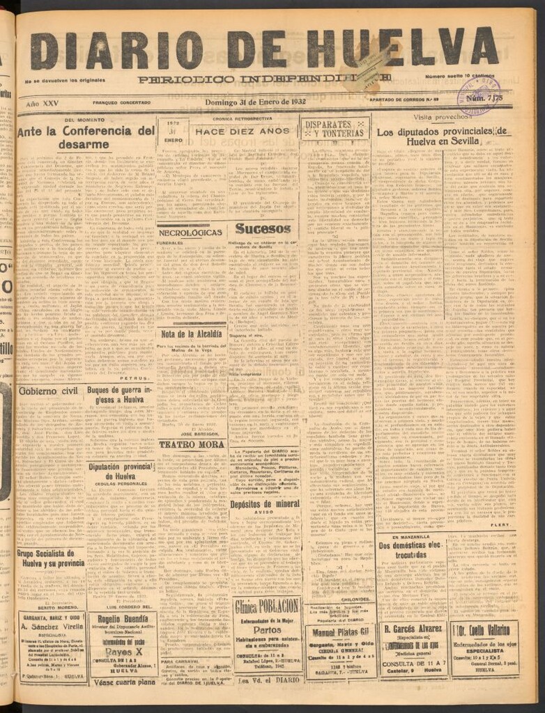 Miniatura de Diario de Huelva : periódico independiente del 31 de enero de 1932