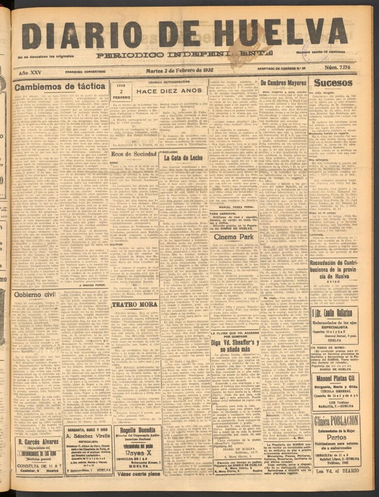 Miniatura de Diario de Huelva : periódico independiente del 2 de febrero de 1932
