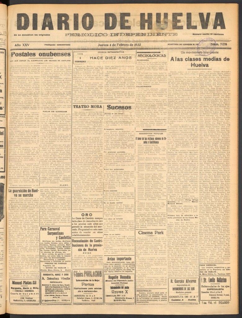 Miniatura de Diario de Huelva : periódico independiente del 4 de febrero de 1932