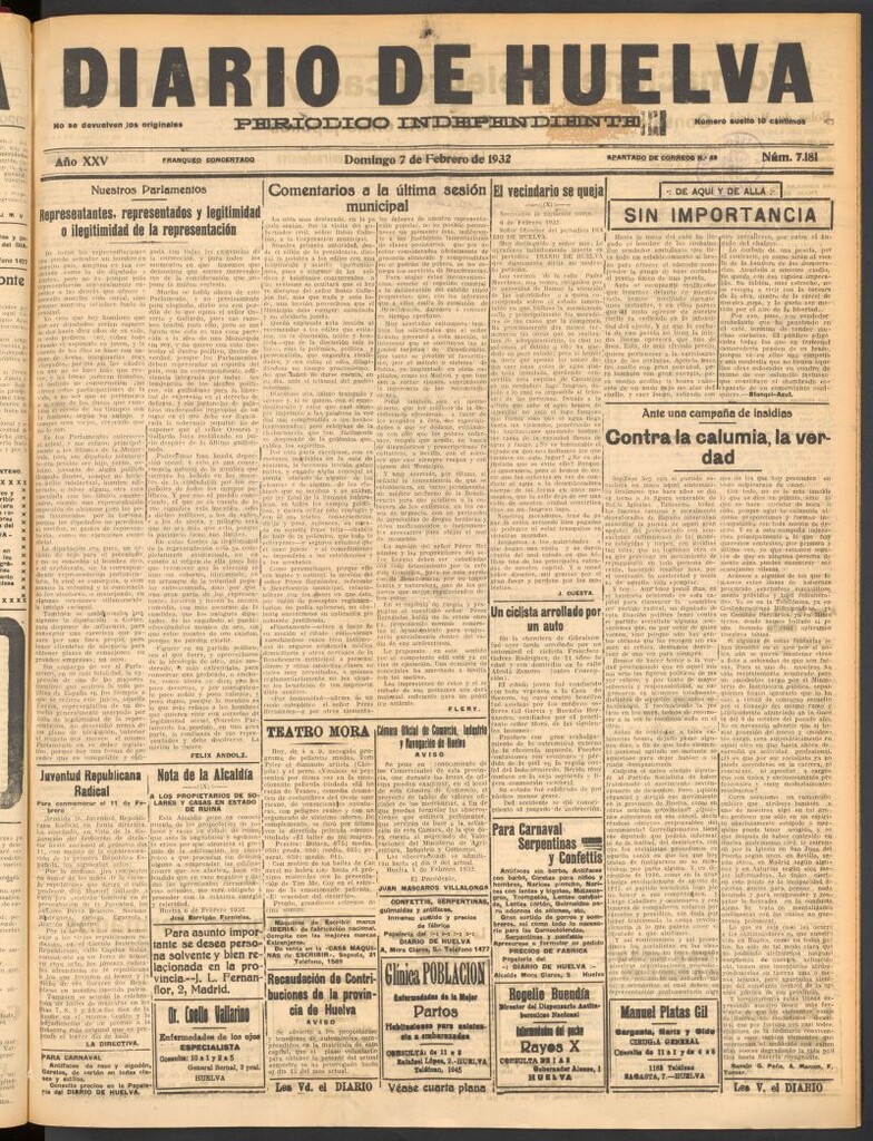 Miniatura de Diario de Huelva : periódico independiente del 7 de febrero de 1932