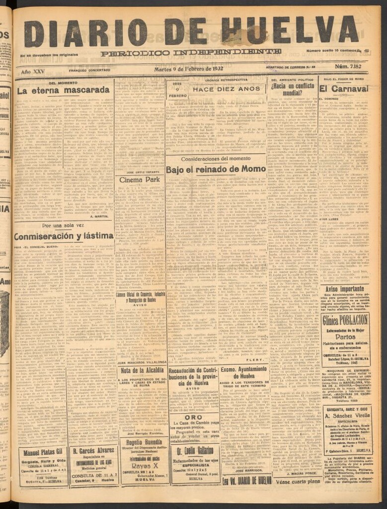 Miniatura de Diario de Huelva : periódico independiente del 9 de febrero de 1932
