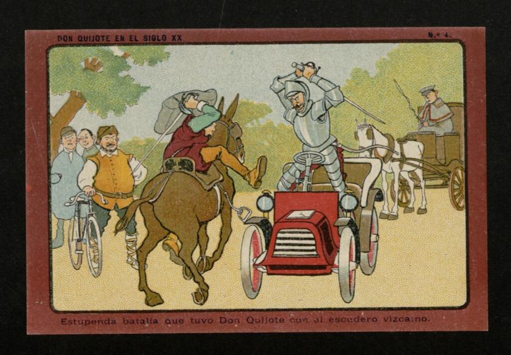 Miniatura de Don Quijote en el Siglo XX, nº 4: Estupenda batalla que tuvo Don Quijote con el escudero vizcaino