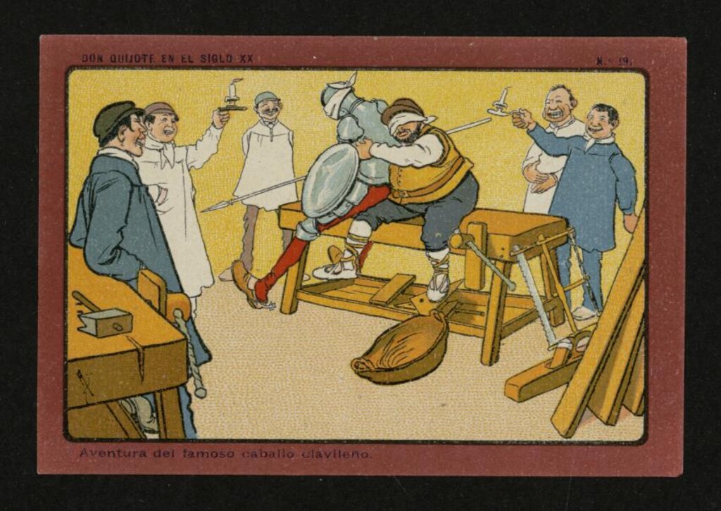 Miniatura de Don Quijote en el Siglo XX, nº 19: Aventura del famoso caballo Clavileño