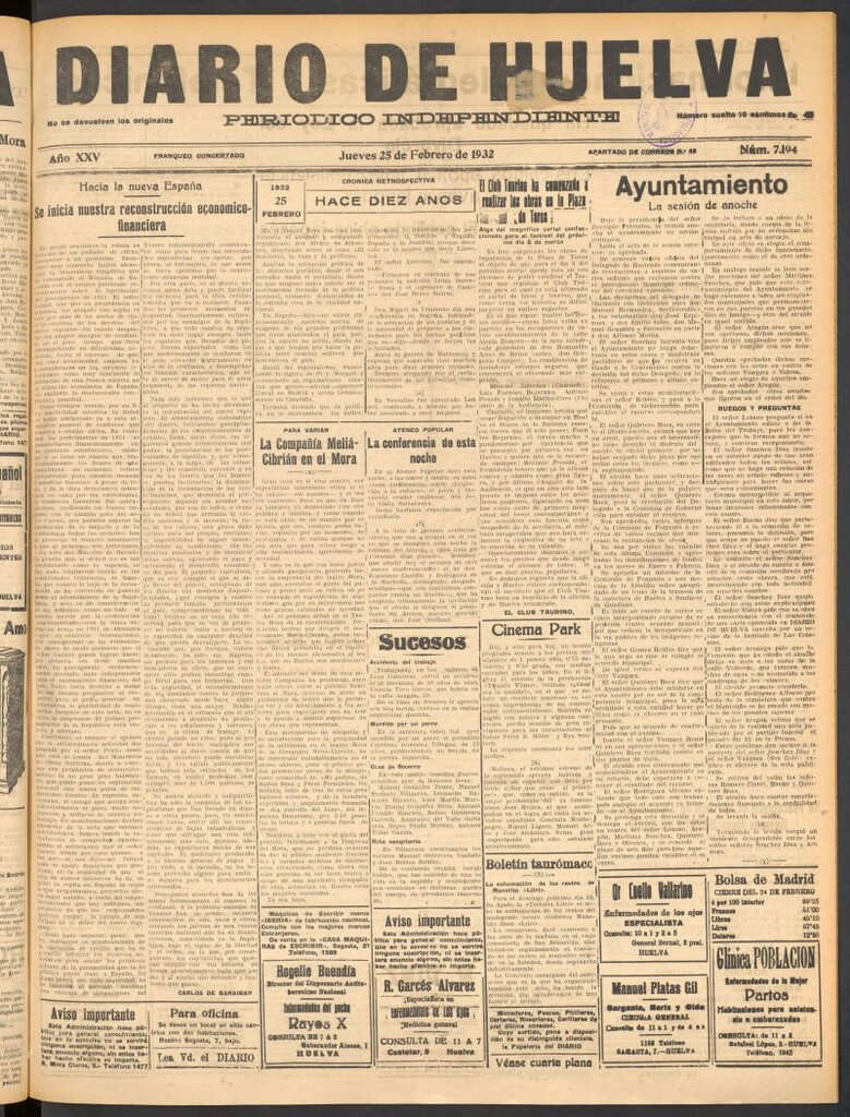 Miniatura de Diario de Huelva : periódico independiente del 25 de febrero de 1932