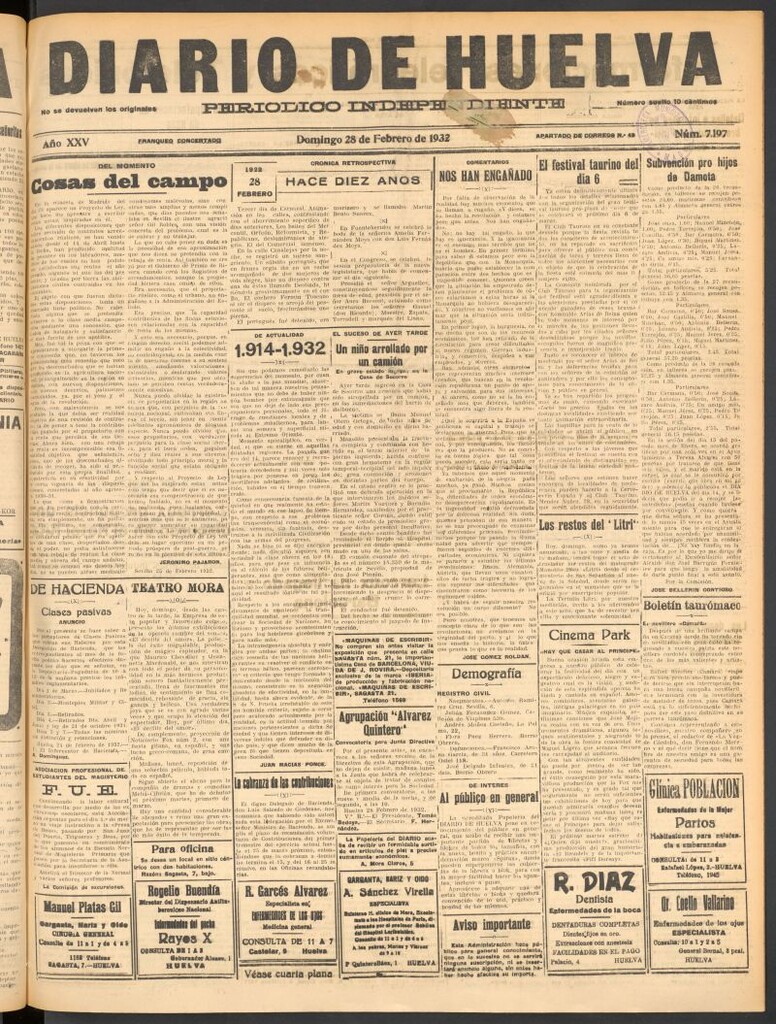 Miniatura de Diario de Huelva : periódico independiente del 28 de febrero de 1932