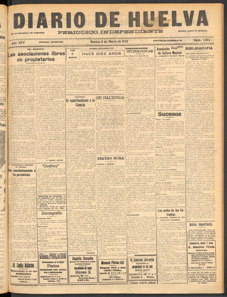 Miniatura de Diario de Huelva : periódico independiente del 8 de marzo de 1932