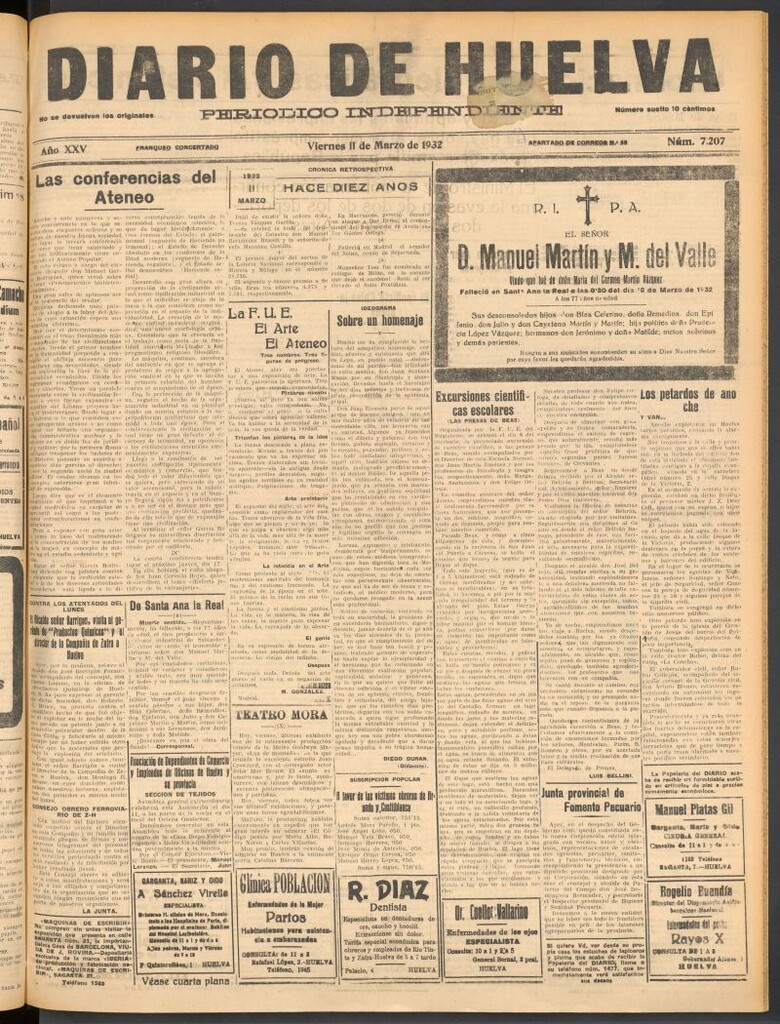 Miniatura de Diario de Huelva : periódico independiente del 11 de marzo de 1932