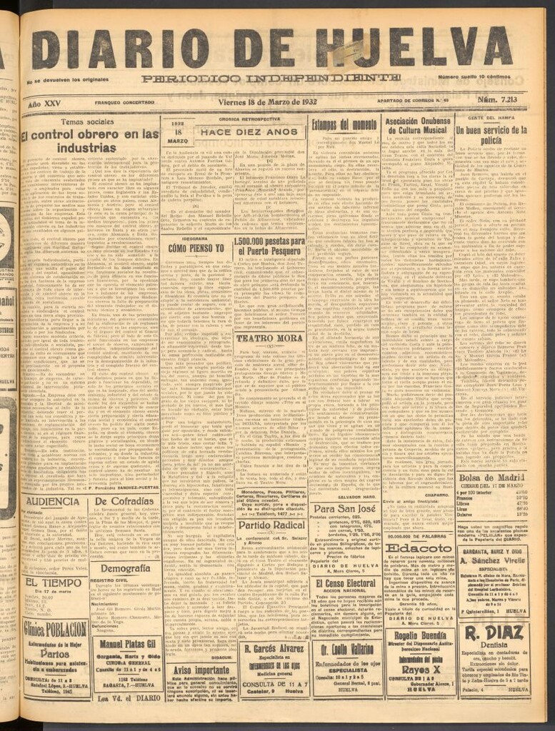 Miniatura de Diario de Huelva : periódico independiente del 18 de marzo de 1932