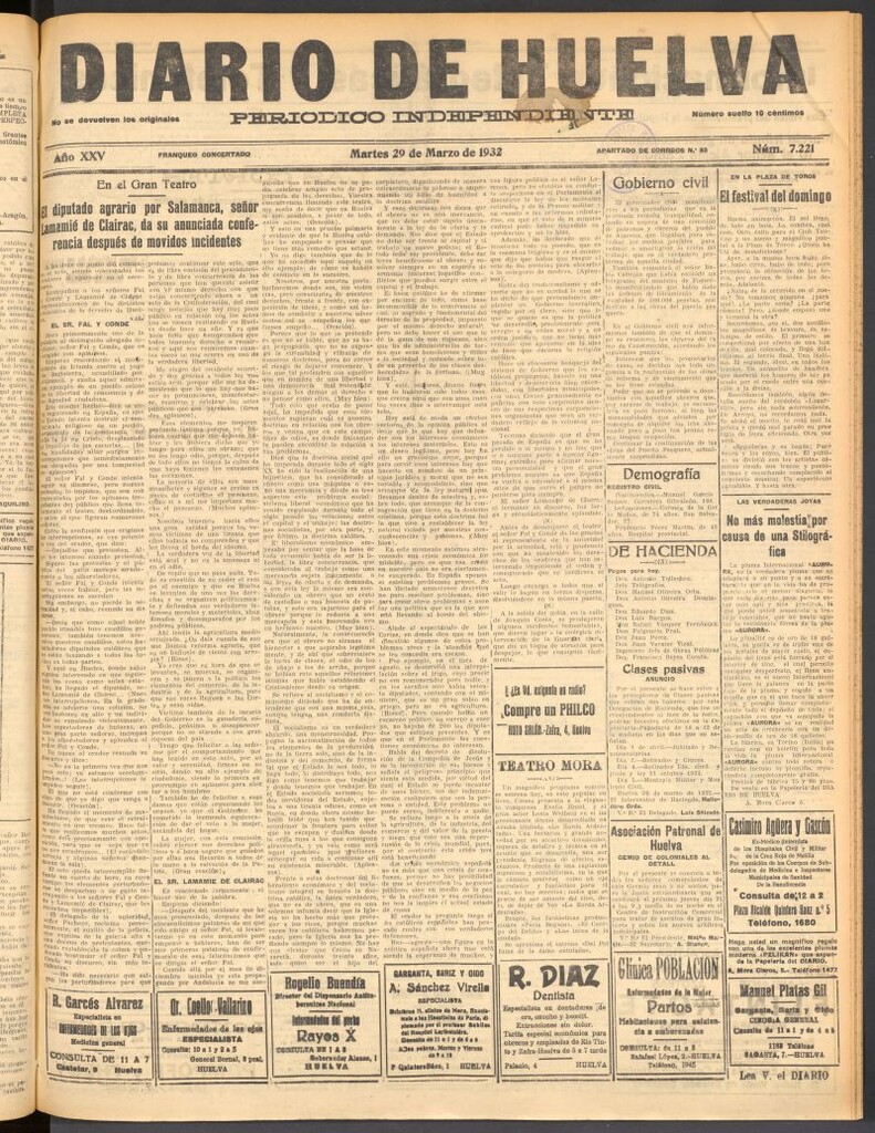 Miniatura de Diario de Huelva : periódico independiente del 29 de marzo de 1932