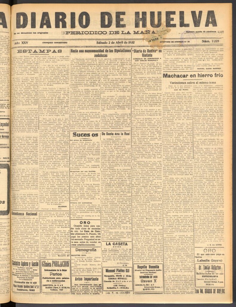 Miniatura de Diario de Huelva : periódico independiente del 2 de abril de 1932