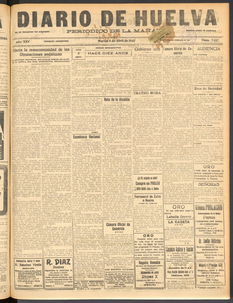 Miniatura de Diario de Huelva : periódico independiente del 5 de abril de 1932