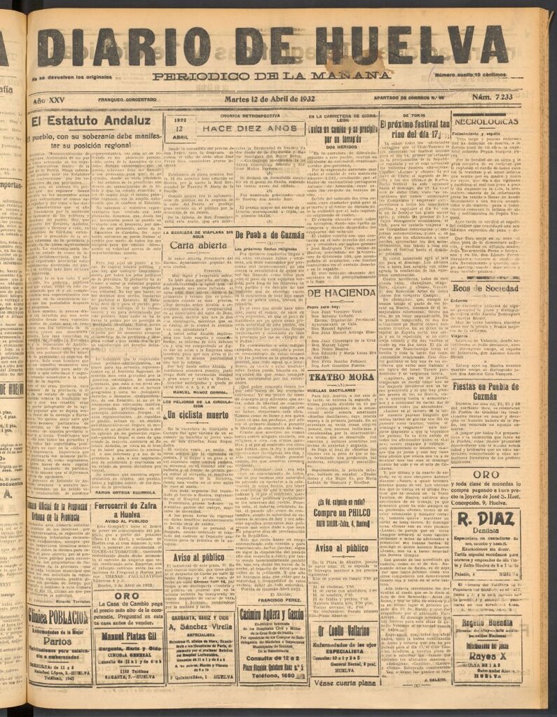 Miniatura de Diario de Huelva : periódico independiente del 12 de abril de 1932