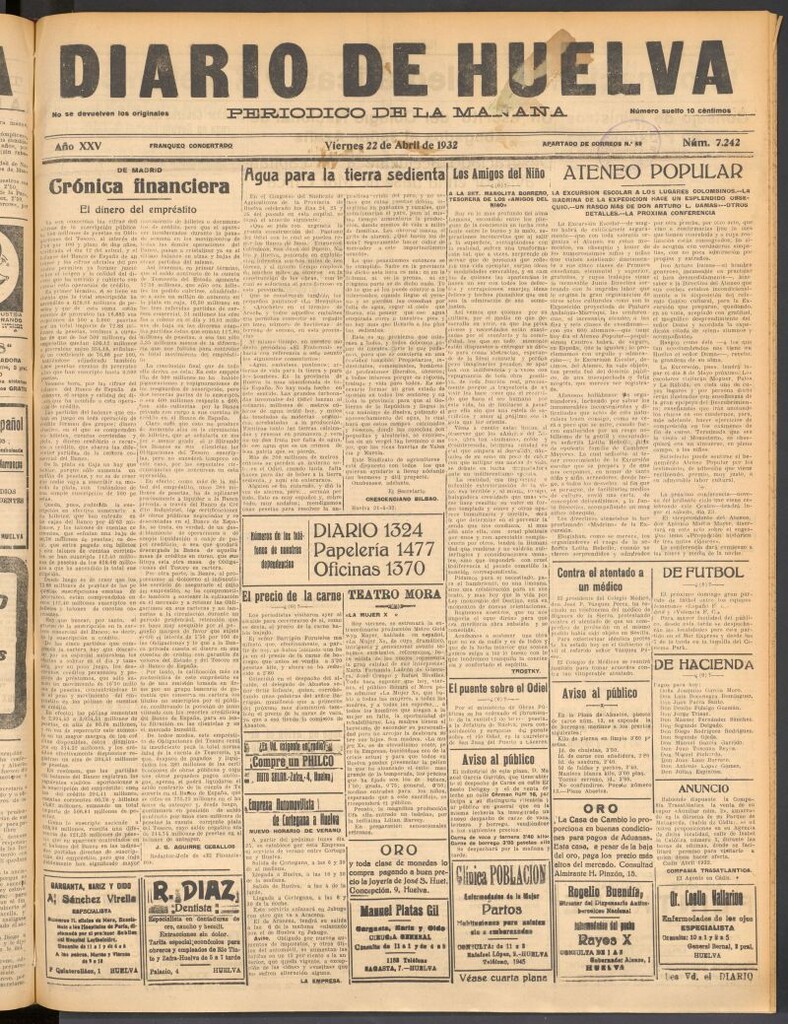Miniatura de Diario de Huelva : periódico independiente del 22 de abril de 1932