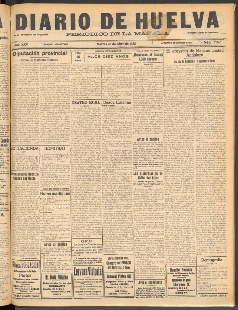 Miniatura de Diario de Huelva : periódico independiente del 26 de abril de 1932