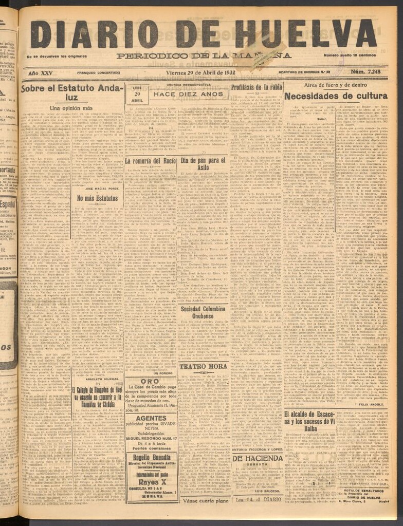 Miniatura de Diario de Huelva : periódico independiente del 29 de abril de 1932