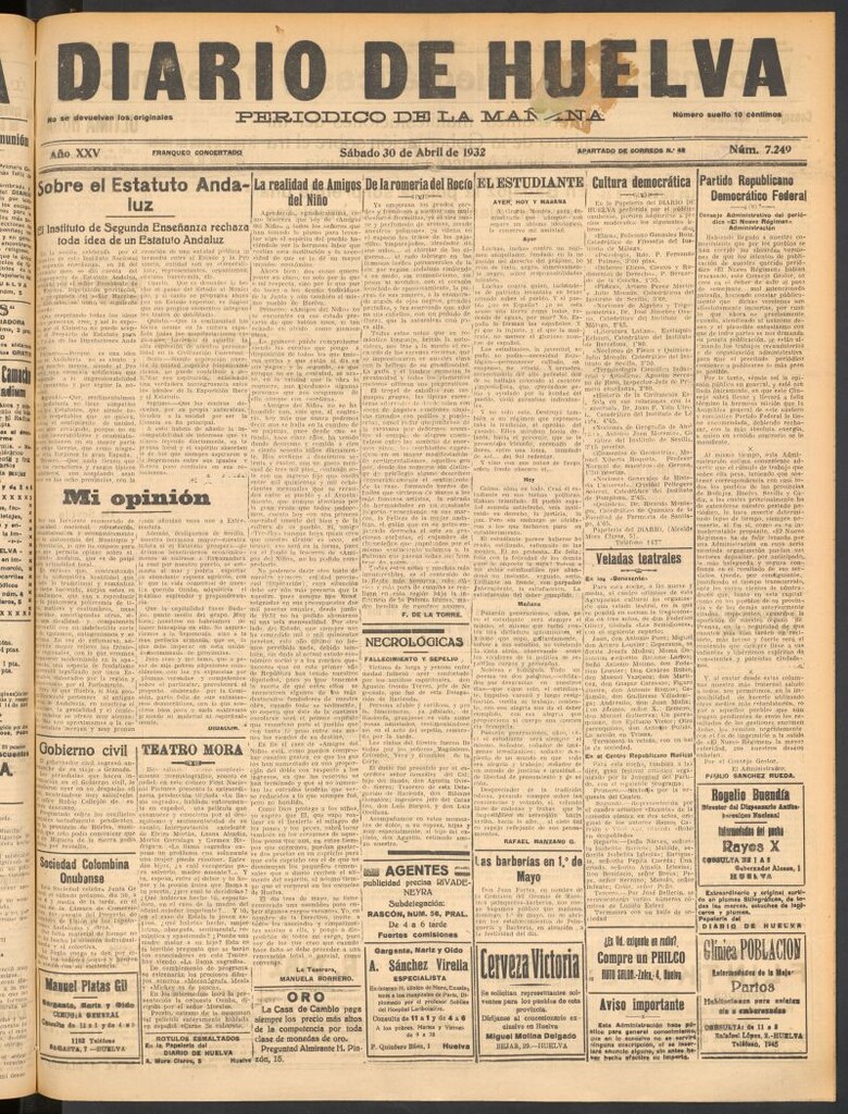Miniatura de Diario de Huelva : periódico independiente del 30 de abril de 1932