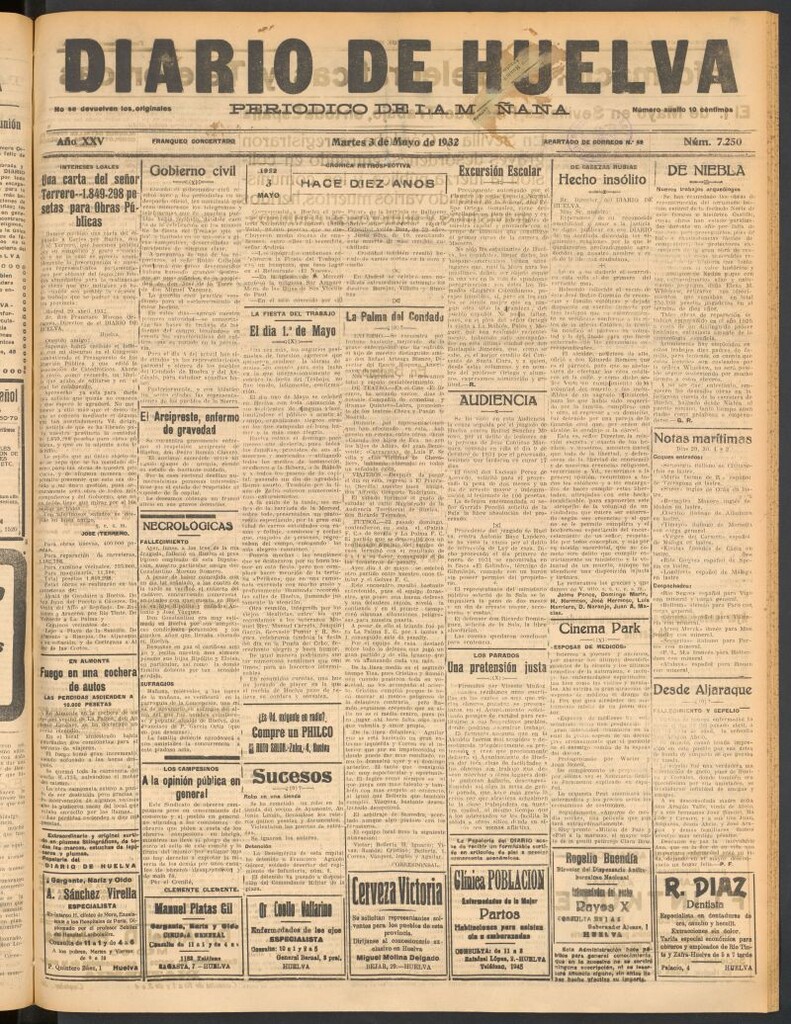 Miniatura de Diario de Huelva : periódico independiente del 3 de mayo de 1932
